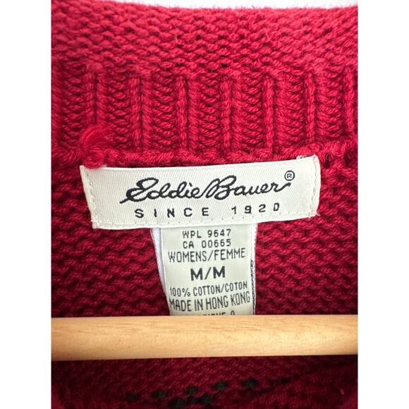 Eddie Bauer Vintage Fair Isle Holiday Cotton Crewneck Sweater - Med - Picture 4 of 8